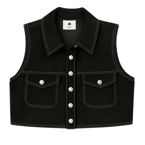 It’s Our Universe Suede Vest | Black Western Moto Crop Size Small - Picture 3 of 4
